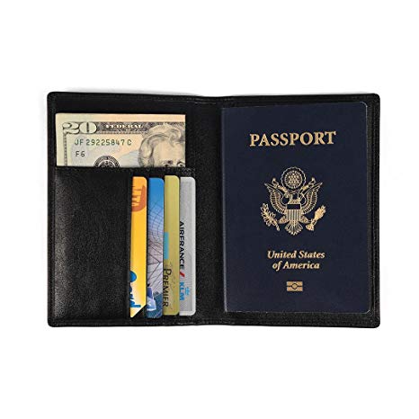 Nero flintronic Porta Passaporto 1 Etichetta Bagaglio Incluso Custodia Passaporto in Pelle Porta con Protezione RFID per Passaporto Carta di Credito ID di Viaggio per le Uomo Donne